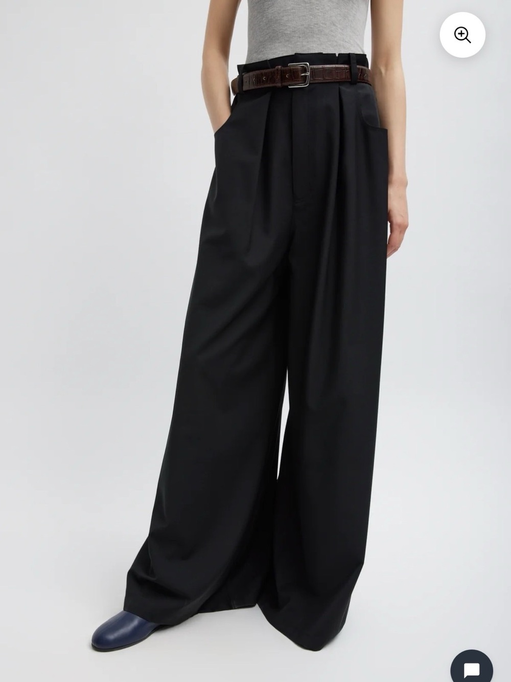 Tibi Tropical Wool Walker Wide Leg Pant
Black